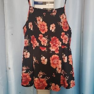 No boundaries size xl black and coral floral tank top